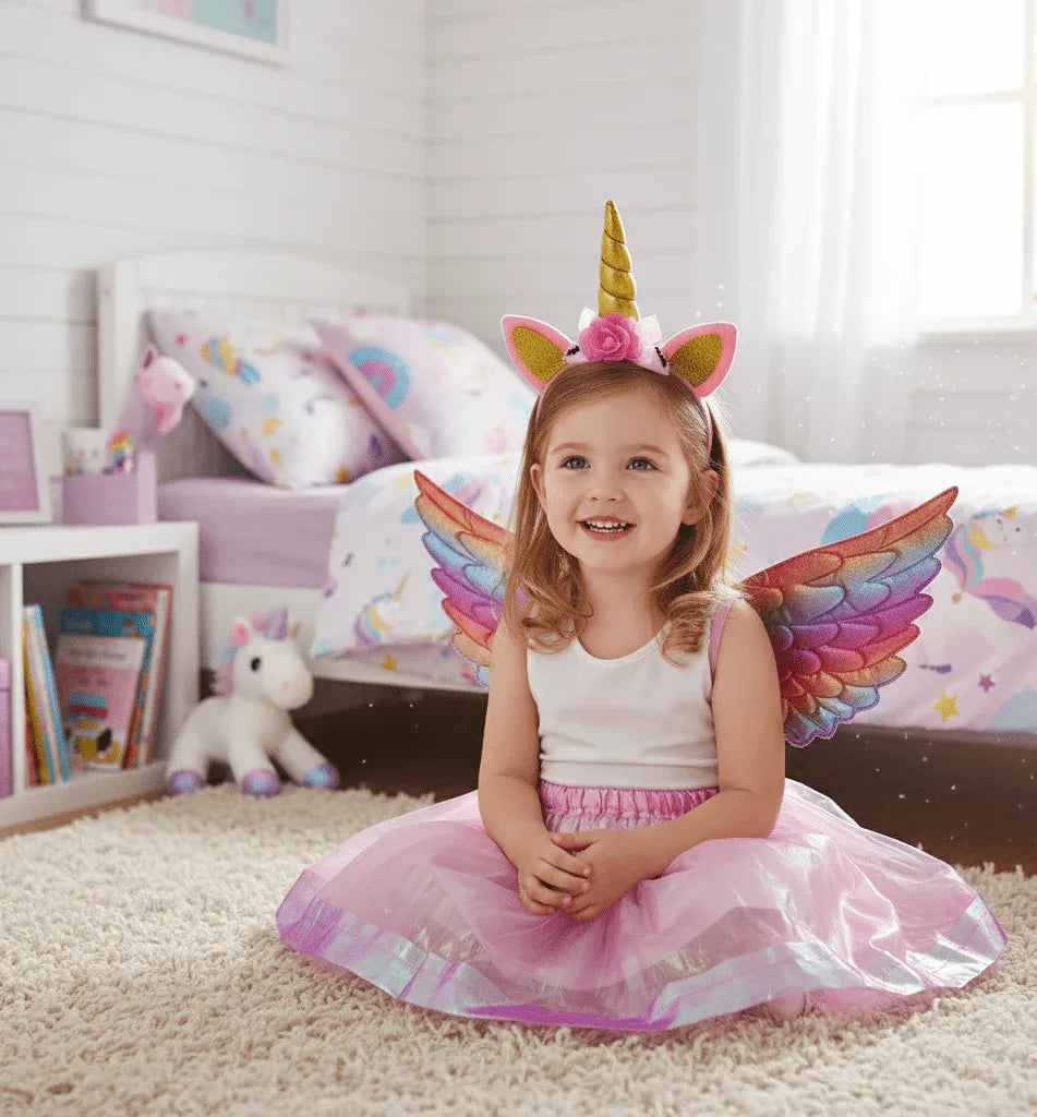Girls Pink Unicorn Fairy Costume