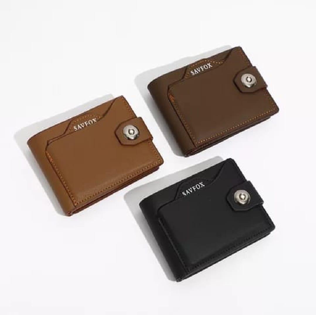 Men PU Leather Slim Wallet Brown Black Beige Bi Fold