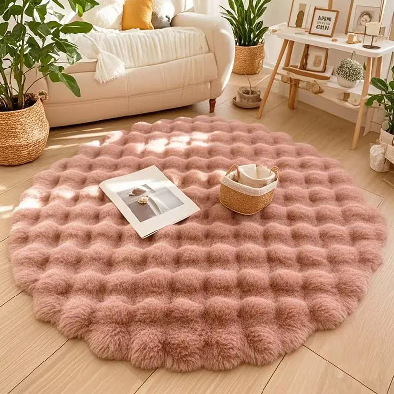 Round Plush Floor Mat Home Decor