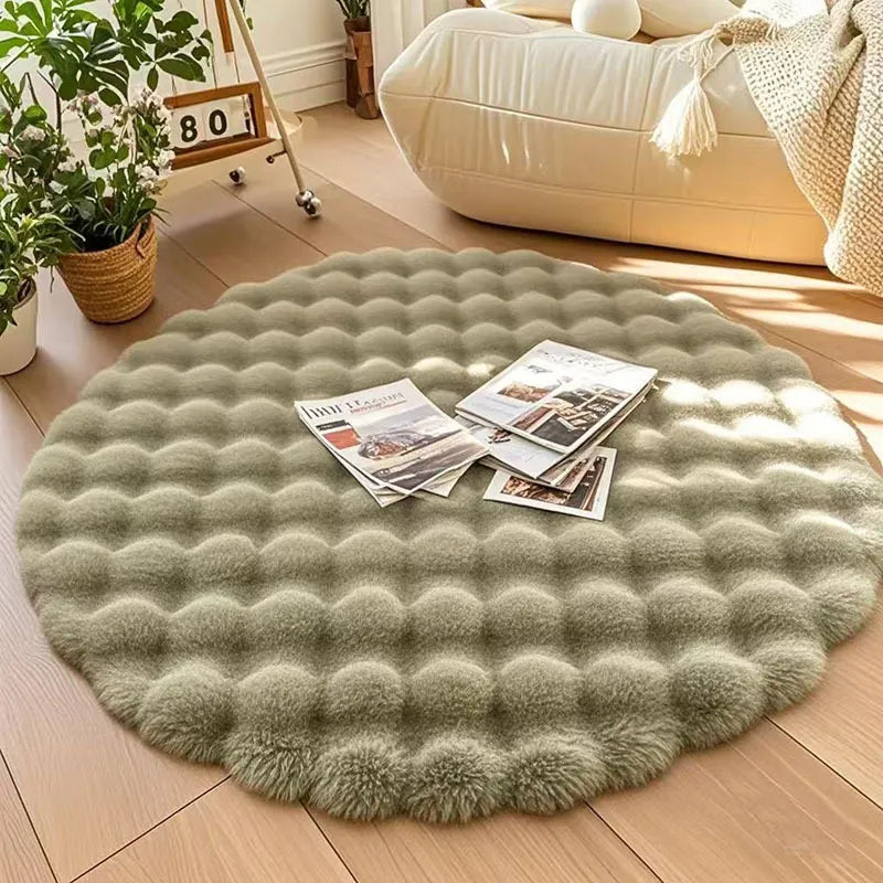 Round Plush Floor Mat Home Decor