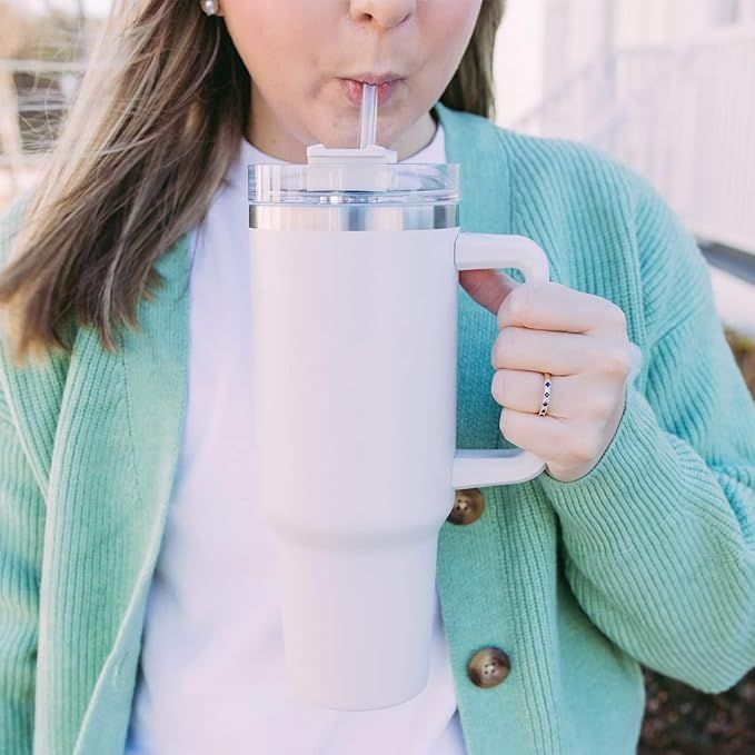 40oz Tumbler with Handle Insulated Stainless Steel