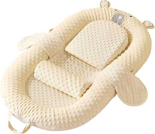 Baby Lounger Baby Sleeping Nest for Newborns and Babies 0–24 Months, Portable Foldable Baby Lounger with Adjustable Sides, Reversible Design and Washable Cover