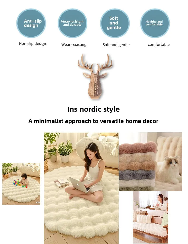 Round Plush Floor Mat Home Decor