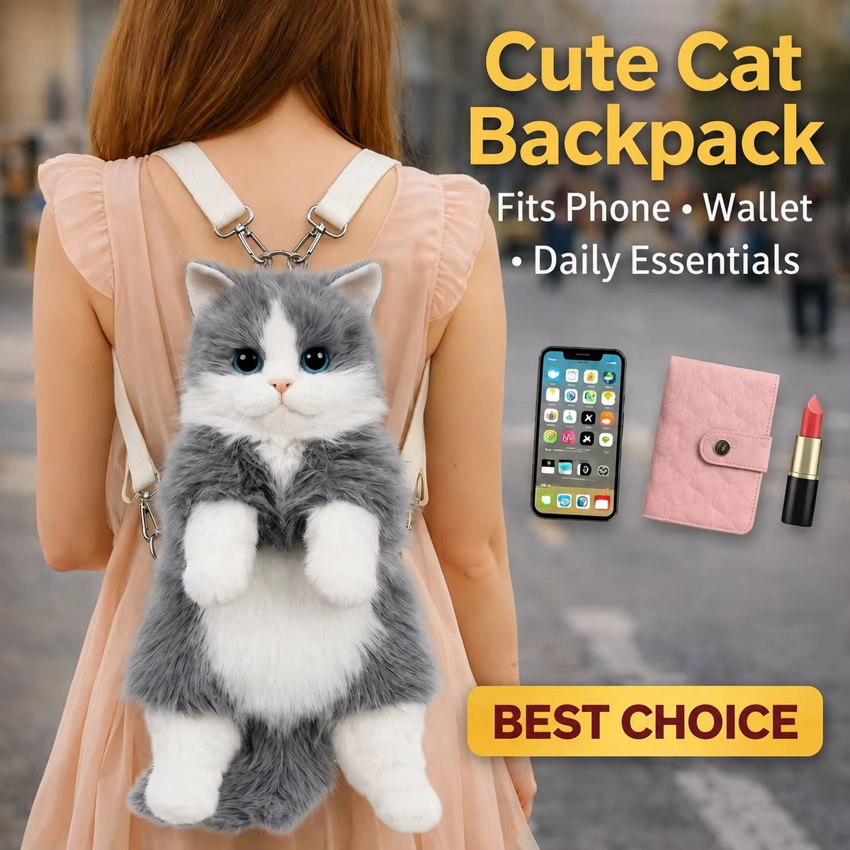 Stuffed Cat Plush Backpack