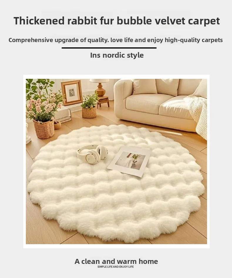 Round Plush Floor Mat Home Decor