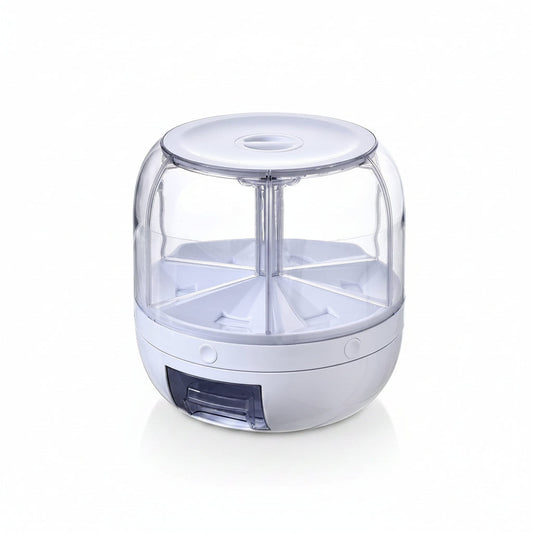 360 Degree Rotating Dry Food Dispenser, Rotating Grain and Cereal Storage Container with Easy Dispensing for Dry Foods, Kitchen Countertop Organizer for Cereal, Rice, Grains and Snacks