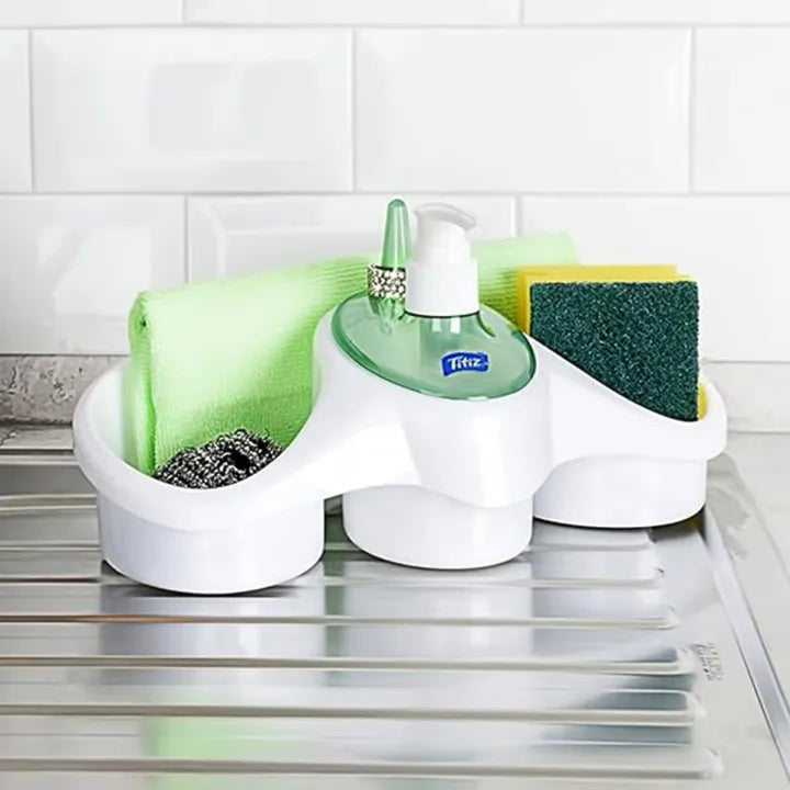 Kitchen Sink Organizer with Soap Dispenser and Sponge Holder