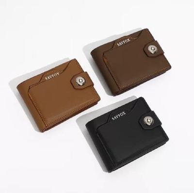 Men PU Leather Slim Wallet Brown Black Beige Bi Fold