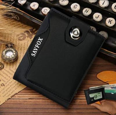 Men PU Leather Slim Wallet Brown Black Beige Bi Fold